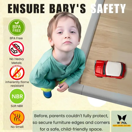 Vista 2 de Protector de borde de mesa a prueba de bebés (borde de 18 pies + 8 esquinas) protector de esquinas y bordes a prueba de bebés, espuma de goma NBR