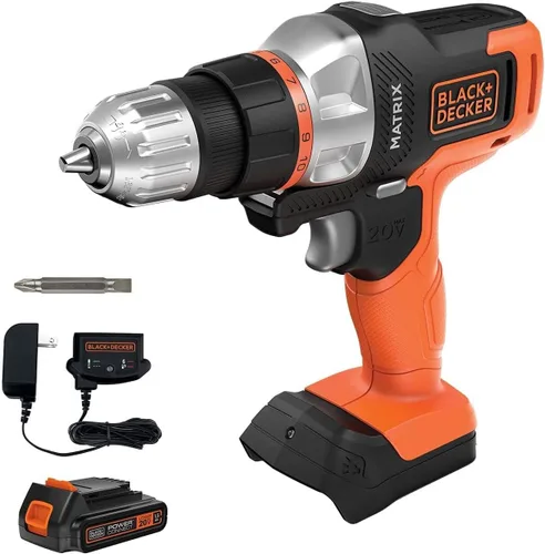 Vista 7 de BLACK+DECKER Kit de taladro/destornillador inalámbrico 20V MAX Matrix, blanco (BDCDMT120WC1FF)