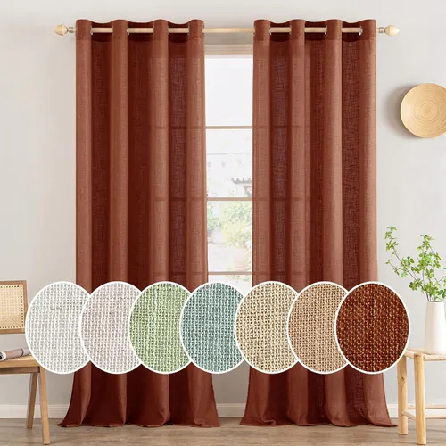 Vista 17 de MIULEE Cortinas de Lino Aqua de 72 Pulgadas de Largo para Dormitorio y Sala de Estar, Cortinas de Ventana con Textura de Lino Suave y Grueso, Semi