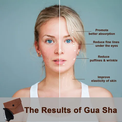 Vista 2 de Gua Sha Herramientas de masaje facial, herramientas de raspado Gua Sha para cara, herramienta de masaje tradicional de piedra Bian, herramienta
