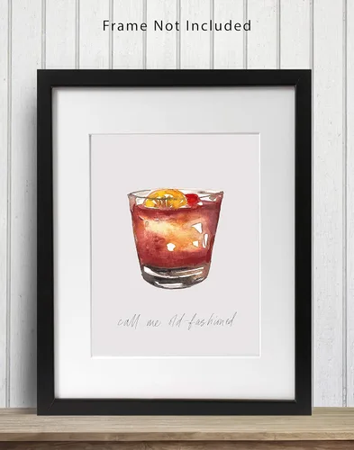 Vista 3 de WESTBROOK DESIGN STUDIO Old Fashioned Cocktail Bar Wall Art. 8x10 Unframed Decor Print - Makes a Great Gift for Kitchen, Home & Wet Bar, Martini