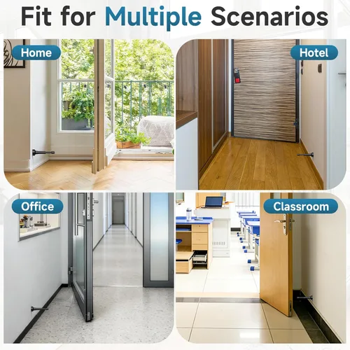 Vista 6 de 2 topes de puerta negro mate para pared, tope de puerta de resorte de 4.33 pulgadas para parte inferior de la puerta, tope de puerta de aluminio