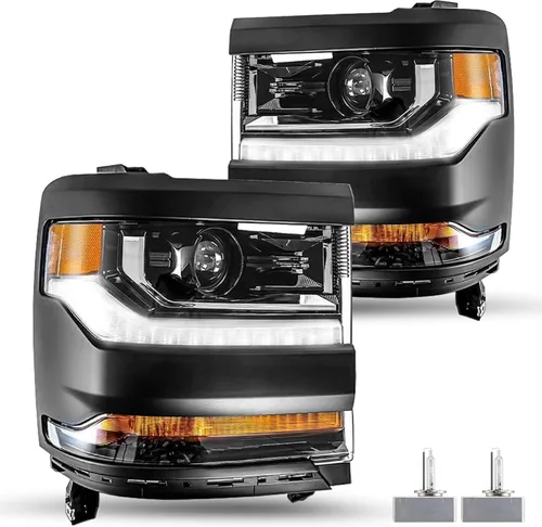 Vista 11 de JSBOYAT Conjunto de faros delanteros tipo LED completo para Chevy Silverado 1500 2016-2019, proyector de repuesto LED DRL de luz alta/baja