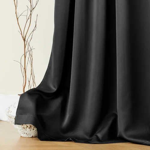 Vista 173 de SHINELAND Cortinas opacas de arándano borgoña de 102 pulgadas de largo, juego de 2 paneles para puerta corrediza de cristal, sala de estar, cortinas