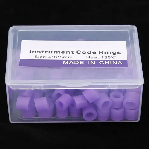 Vista 2 de Anillos de código de color de silicona, fáciles de limpiar, 100 anillos de código de color dental, fuerte dureza para distinguir instrumentos