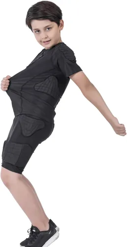 Vista 7 de Protector de costilla de fútbol para niños y jóvenes, para paintball, béisbol, compresión, acolchado, protector de pecho