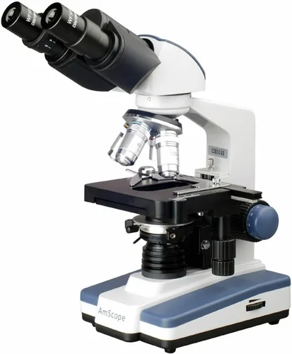 Vista 15 de AmScope B120B-WM Siedentopf Microscopio binocular compuesto, aumento de 40X-2000X, campo claro, iluminación LED, condensador Abbe, etapa mecánica