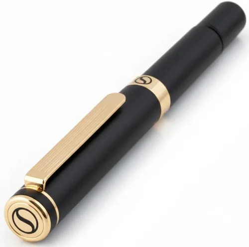 Scriveiner Bolígrafo de Bola Negro EDC de Lujo, Impresionante Bolígrafo de Bola de Bolsillo con Acabado de Oro Real, Gran Regalo para Hombres y