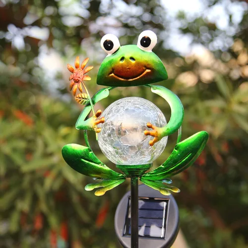 Vista 8 de Garden Solar Lights Outdoor Decorative, Metal Frog Shape, Waterproof Stake Lights with 2 FT, Auto ON/Off Solar Powered Light for Lawn, Backyard