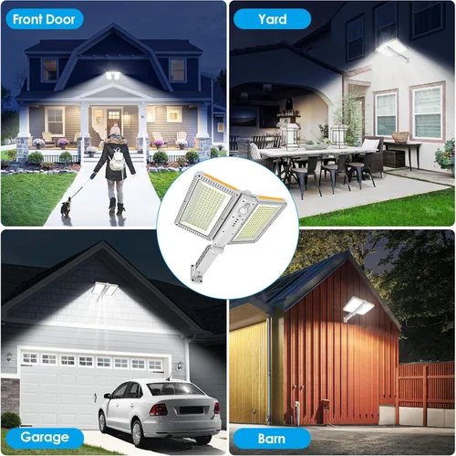 Vista 6 de ropelux Luces solares para exteriores, 6000LM sensor de movimiento, luces para exteriores, paneles solares dobles grandes, IP65 impermeable y 5