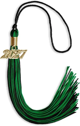 Vista 153 de Endea Graduation - Borla de doble color mixto con fecha dorada (negro/dorado antiguo, 2021)