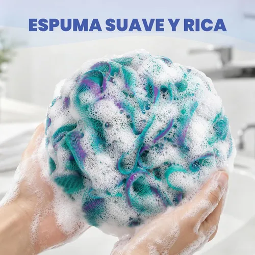 Vista 3 de AmazerBath Esponja de Lufa 60g/Pieza, Esponja Exfoliante de Baño Depuradora Corporal, Juego de Lufa de 4 - Blanco Gris-Rosa-Verde Militar-Verde