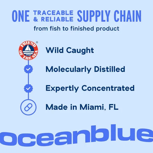 Vista 6 de Oceanblue Omega-3 2100 Profesional con Vitamina K2 y Vitamina D3-60 Unidades – Suplemento omega-3 de aceite de pescado sin eructos de Triple