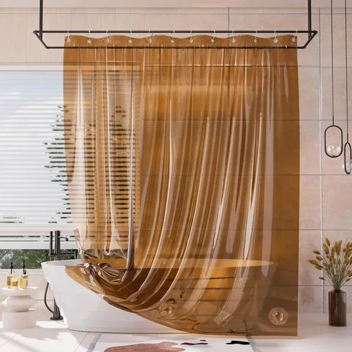 Vista 13 de AmazerBath Forro de cortina de ducha, 100% EVA, suave ámbar transparente, resistente, cortina de ducha y forro 2 en 1, 72 x 72 pulgadas, forro