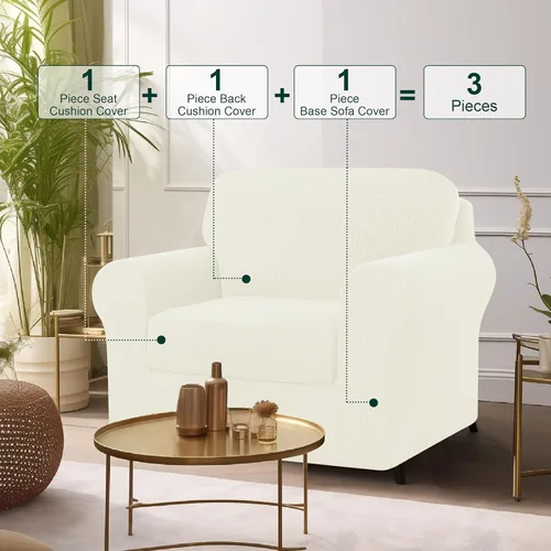 Vista 135 de CHUN YI Fundas para sofá de 7 piezas, lavables, fundas elásticas para sofá de 3 cojines con respaldo y fundas de cojín separados, protector