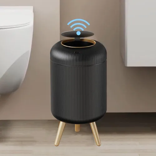 Vista 8 de URALFA - Cubo de basura con sensor de movimiento y tapa, 3 galones / 11 L, cubo de basura automático para baño, cubo de basura sin contacto, cubo