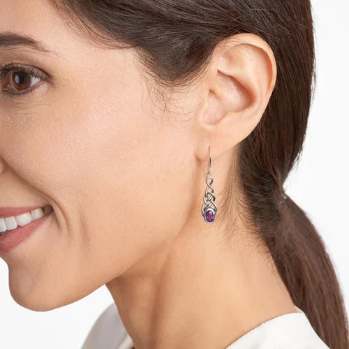 Vista 2 de Tienda Collection Sterling Silver Gemstones Celtic Knot Linear Drop Earrings