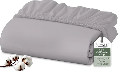 Vista 27 de Royale Linens Sábana bajera ajustable de 100 % algodón orgánico, tejido de percal, sábana bajera súper suave con bolsillo profundo, sábana elástica
