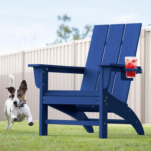 Vista 19 de Silla Adirondack moderna, sillas de patio de plástico HDPE para todo tipo de clima, silla para hoguera, sillas de césped al aire libre para terraza
