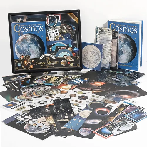 Draupnir Kit de suministros para álbumes de recortes, kit estético de álbum de recortes Cosmos para diario basura, papelería, cuaderno de cuadrícula