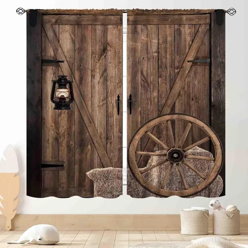 Cortinas de puerta de granero, cortinas de madera rústica de granja, cabina de madera, tablón de madera, puerta de garaje de madera de granero