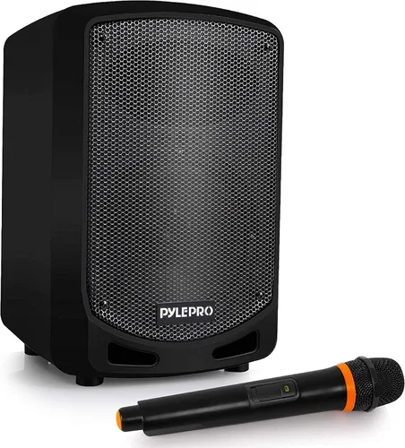 Vista 2 de Pyle Sistema de altavoces PA Bluetooth portátil con micrófono inalámbrico - Sistema de sonido de karaoke para interiores y exteriores