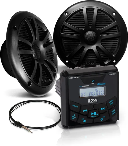 Vista 9 de BOSS Audio Systems MCKGB350W.6 - Paquete de receptor y altavoz resistente a la intemperie para uso marítimo - Receptor IPX6, altavoces de 6.5