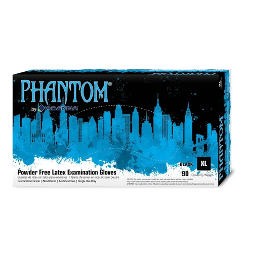 Vista 15 de Adenna PHM910 Phantom 6 Mil Guantes de Látex Libres de Polvo, Grado Médico, Negros, X-Pequeño, Caja de 100