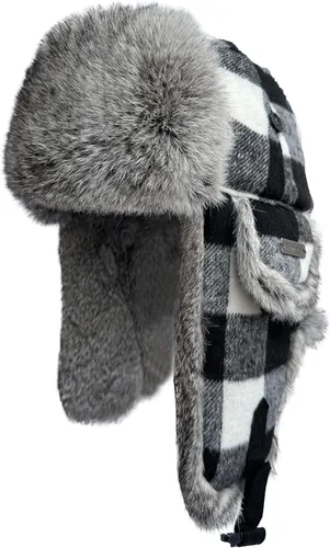 Sombrero de trampero de invierno de piel de conejo 100% real para hombres y mujeres, sombrero de aviador de Ushanka de piel rusa para hombre