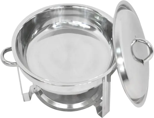 Vista 6 de Super Deal - Plato redondo de acero inoxidable de 5 cuartos de galón, para catering, cena y bufé, Blanco