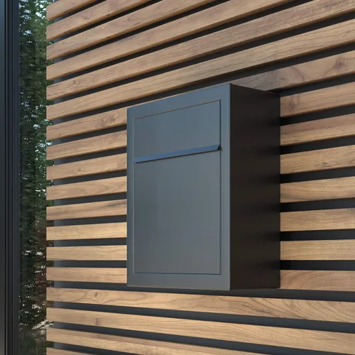 Vista 3 de Base by Bravios - Buzón de diseño contemporáneo en negro con recubrimiento en polvo
