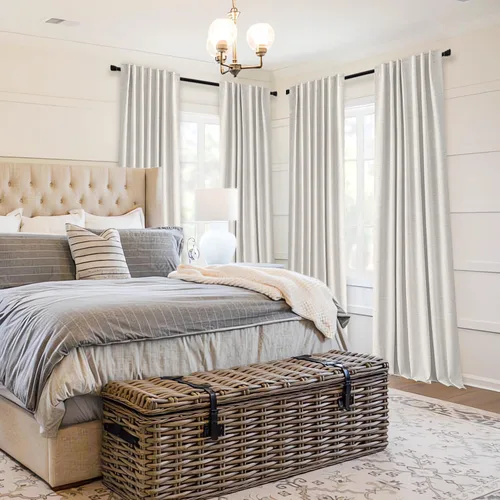 Vista 3 de MIULEE Cortinas 100% opacas de 84 pulgadas de largo, juego de 2 paneles para dormitorio, pestaña trasera, sala de estar, oscurecimiento completo