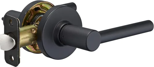 Amazon Basics Palanca de puerta contemporánea Madison - Passage - Negro mate, paquete de 1