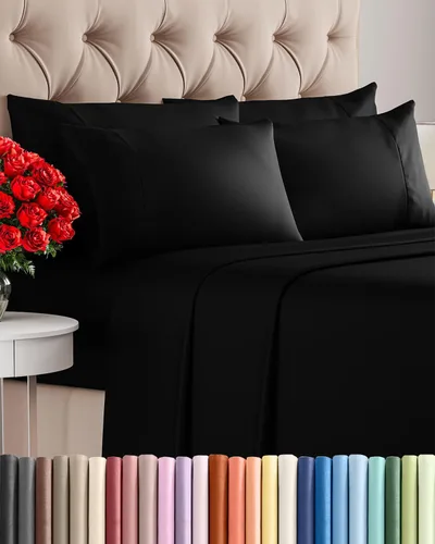 Vista 109 de Juego de sábanas Split King de 7 piezas - Incluye 4 fundas de almohada - Sábanas Split King - Ropa de cama de hotel de lujo suave - Refrescante