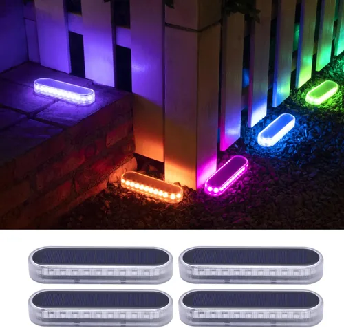 Vista 8 de Honalia Paquete de 6 luces solares azules para muelles y entradas, funciona con energía solar, paquete de 6 luces de paso de hormigón para entrada