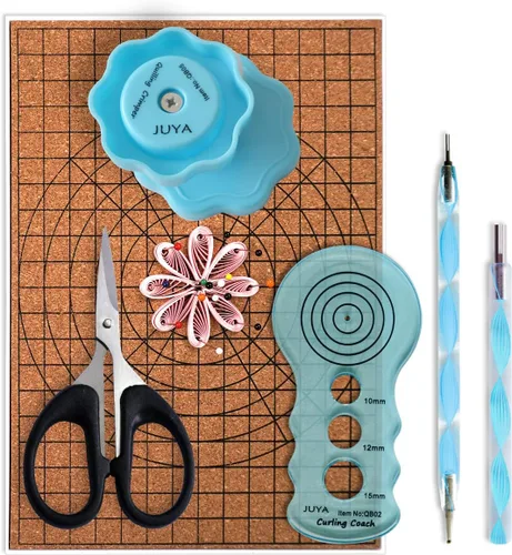 Vista 4 de JUYA Kit de papel Quilling 960 tiras con 14 herramientas, juego azul, 0.118 in Herramientas azules