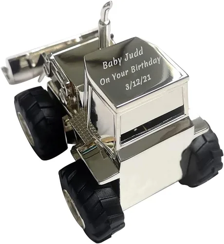 Vista 2 de Banco de monedas de metal plateado personalizado