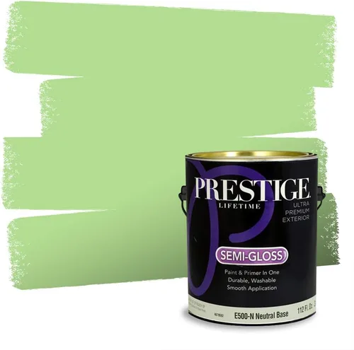 Vista 46 de Prestige Paints - Pintura exterior e imprimación en uno, 1 galón, plano, compatibilidad comparable con el color menta «Whipped Mint» de Behr