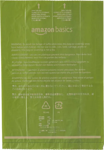 Vista 4 de AmazonBasics Bolsas Mejoradas para Desechos de Perro con Dispensador y Clip para Correa - 270 Unidades, Mango Brasileño