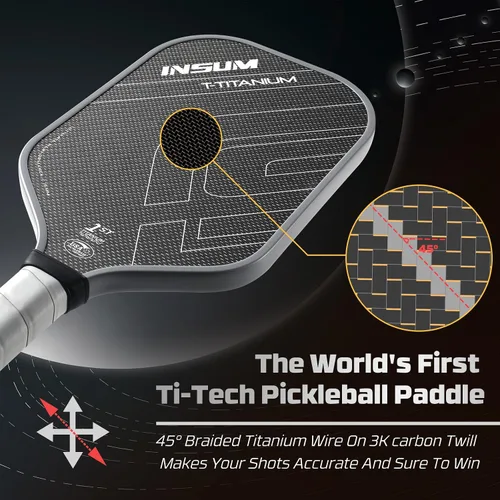 Vista 3 de [Usado] INSUM Pickleball Paddles, Carbon Fiber Pickleball Paddle with Power Polymer Core, USAPA Approved, Pro Pickleball Rackets for Ultimate Spin &
