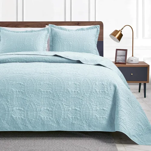 Vista 19 de Love's cabin - Juego de ropa de cama de tamaño King, color verde, colcha de verano de microfibra ligera, patrón de moneda, para todas