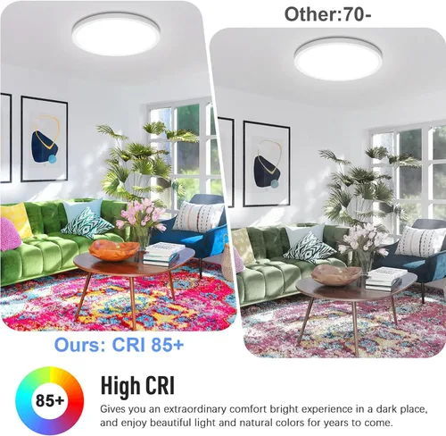 Vista 5 de SunRider Lámpara de Techo LED de Montaje Empotrado, 6000K Blanco Frío, 2400LM, 30 cm 24W Luces Planas Redondas Modernas, Lámpara de Panel