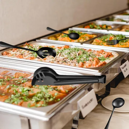 Vista 5 de Juego de Utensilios de Servir de Acero Inoxidable de 36 Piezas – Elementos Esenciales Completos para Buffet con Cucharas, Tenedores, Pinzas