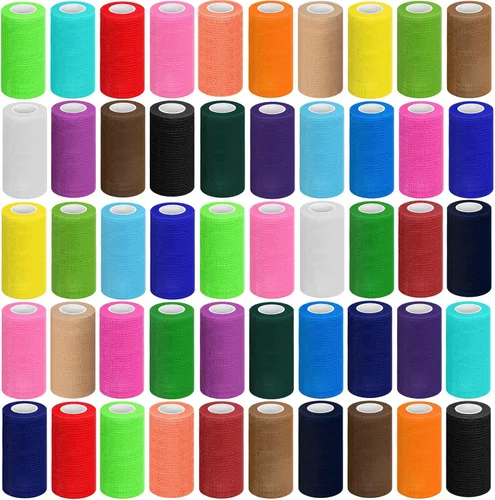 Vista 30 de Treela Paquete de 48 vendajes autoadhesivos a granel, 2 pulgadas x 5 yardas, vendaje cohesivo autoadherente, cinta elástica atlética, cinta