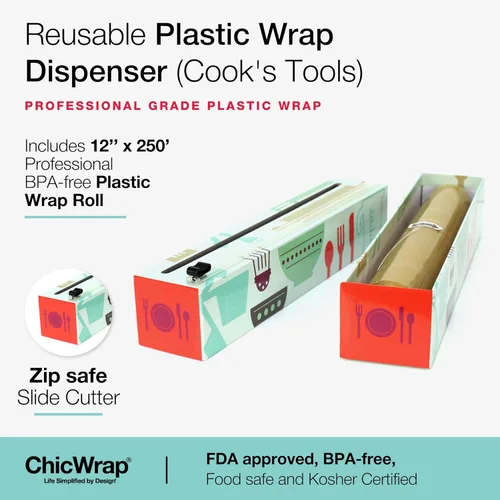 Vista 2 de Dispensador de envoltura de plástico triangular Chicwrap, Herramientas de cocinero