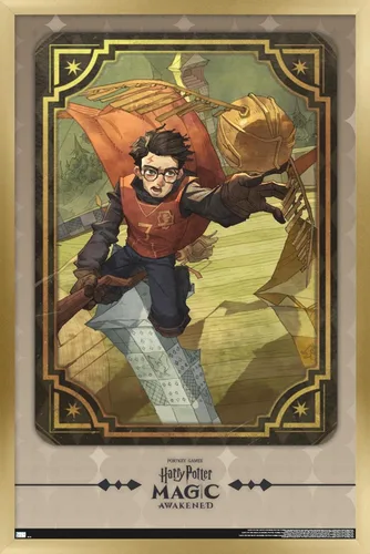 Vista 17 de Trends International Harry Potter: Magic Awakened - Póster de pared de Harry Quidditch, 22.4 pulgadas de largo x 14.7 pulgadas, versión enmarcada