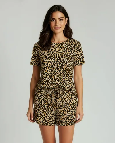 Vista 2 de Real Essentials Paquete de 2 Conjunto de pijama corto de manga corta para mujer - Ropa de dormir cómoda, ligera y suave para descansar