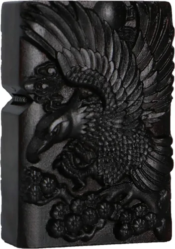 Vista 46 de Caja de carcasa de madera de ébano negro natural tallada para módulo Zippo (Serpiente Cobra)