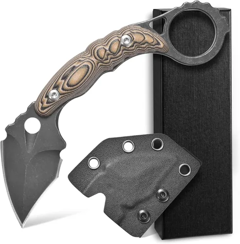 Vista 7 de C1107 Cuchillo de hoja fija con cuchilla D2, mango G10, cuchillo de garra para camping al aire libre, supervivencia, herramienta EDC, cuchillos Verde