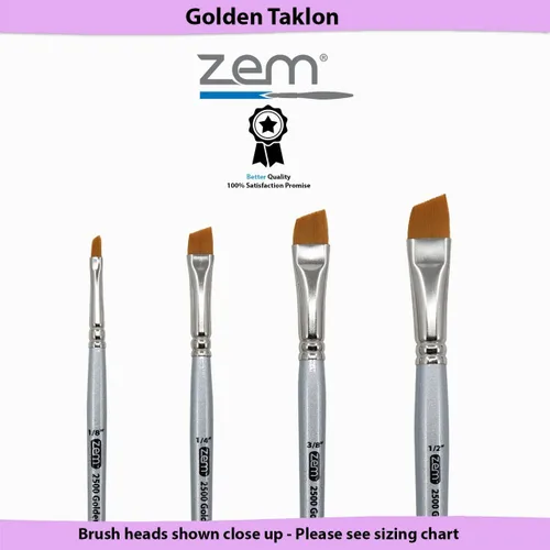 Vista 3 de ZEM Brush Golden Taklon - Juego de cepillos para sombreadores angulares de 1/8", 1/4", 3/8", 1/2